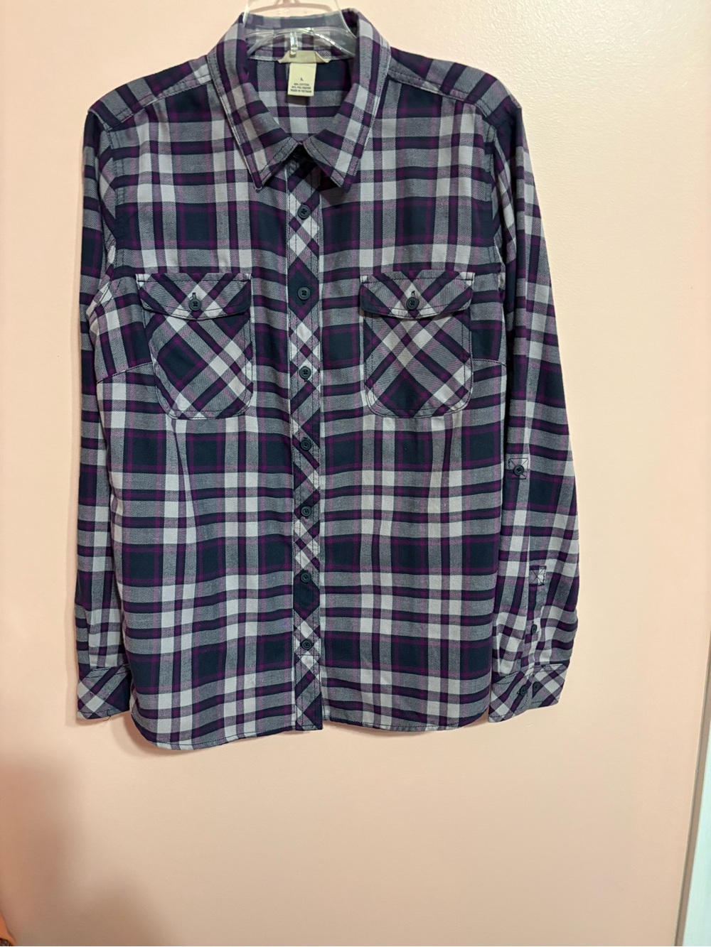 Women’s Plaid Button-Up Shirt with Pockets by Duluth Trading Company, Size L